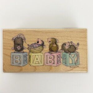 2004 House Mouse Baby Blocks rubber stamp Muzzy Mudpie Monica & Amanda